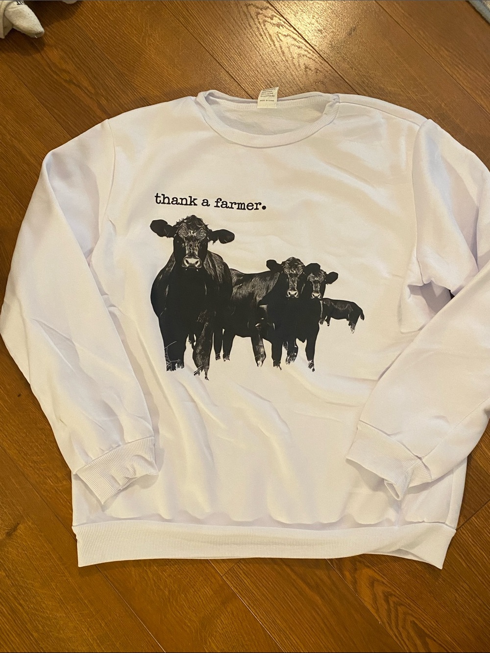 Thank a Farmer White Graphic Sweatshirt -Size XL